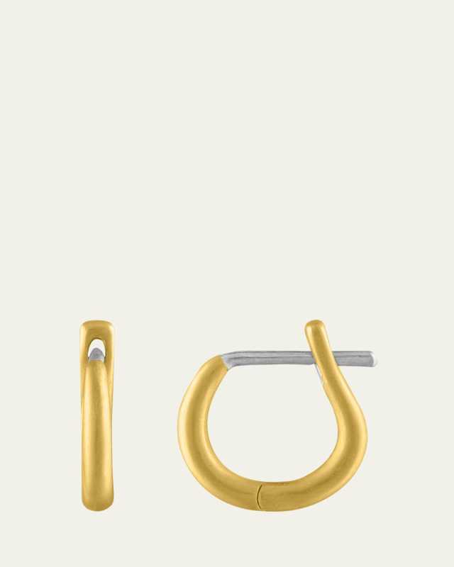 22K Yellow Gold Hinged Hoop and Hook Earrings, 10mm